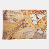 Alphonse Mucha Blume Geschirrtuch (Horizontal)