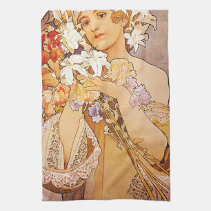 Alphonse Mucha Blume Geschirrtuch
