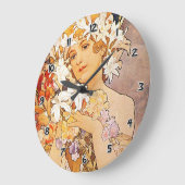 Alphonse Mucha Blume Große Wanduhr (Winkel)