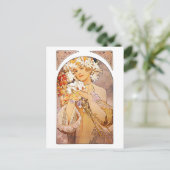 Alphonse Mucha Blume Postkarte (Stehend Vorderseite)