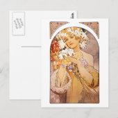 Alphonse Mucha Blume Postkarte (Vorne/Hinten)