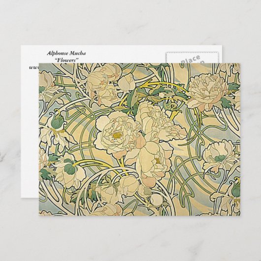 Alphonse Mucha - Blume Postkarte (Vorne/Hinten)