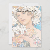 Alphonse Mucha - Blume - Retro Art Nouveau Einladung (Vorderseite)