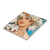 Alphonse Mucha - Blume - Retro Art Nouveau Fliese (Seite)
