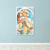 Alphonse Mucha - Blume - Retro Art Nouveau Leinwanddruck (Insitu (Holzboden))