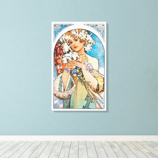 Alphonse Mucha - Blume - Retro Art Nouveau Leinwanddruck (Insitu (Holzboden))