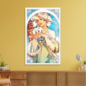 Alphonse Mucha - Blume - Retro Art Nouveau Leinwanddruck (Insitu (Wohnzimmer))