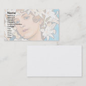 Alphonse Mucha - Blume - Retro Art Nouveau Visitenkarte (Vorne/Hinten)