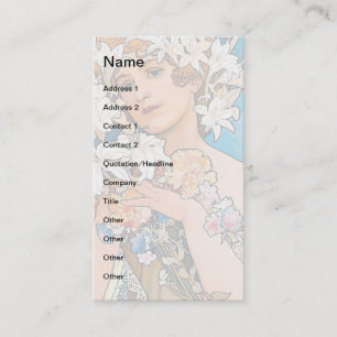 Alphonse Mucha - Blume - Retro Art Nouveau Visitenkarte