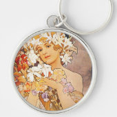 Alphonse Mucha Blume Schlüsselanhänger (Vorne)