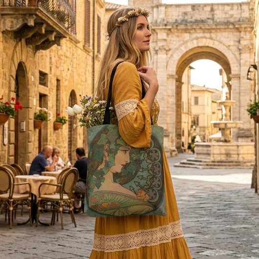 Alphonse Mucha Blumenmädchen Vintag Totasche Tasche