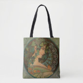 Alphonse Mucha Blumenmädchen Vintag Totasche Tasche (Vorderseite)