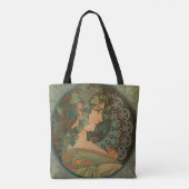 Alphonse Mucha Blumenmädchen Vintag Totasche Tasche (Rückseite)
