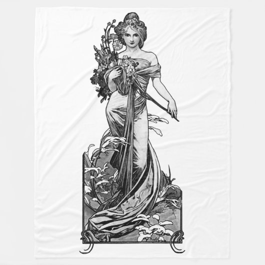 Alphonse Mucha Broken Blossoms Fleecedecke (Vorderseite)