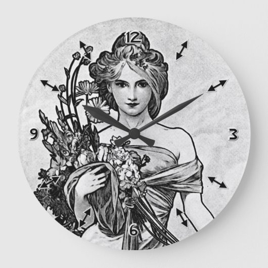 Alphonse Mucha Broken Blossoms Große Wanduhr (Vorderseite)