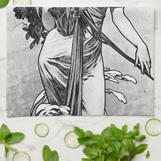 Alphonse Mucha Broken Blossoms Küchentuch (Gefaltet)