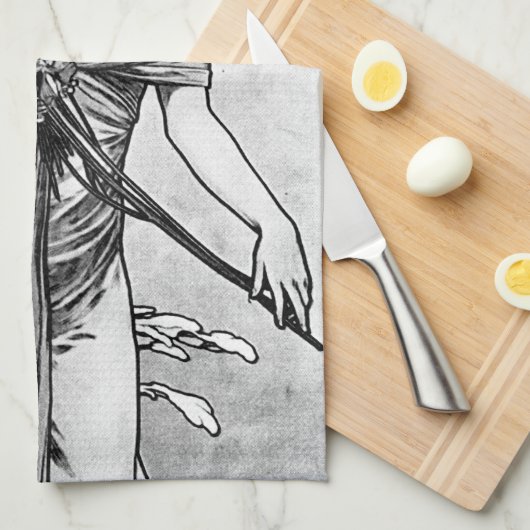 Alphonse Mucha Broken Blossoms Küchentuch (Viertel Falte)