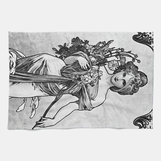 Alphonse Mucha Broken Blossoms Küchentuch (Horizontal)