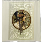 Alphonse Mucha - Byzantinische Köpfe Brünett Duschvorhang (Vorderseite)