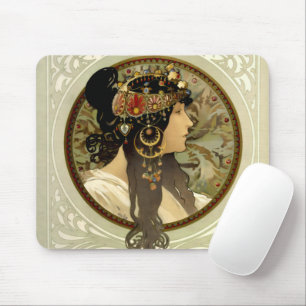 Alphonse Mucha - Byzantinische Köpfe Brünette Mousepad