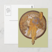 Alphonse Mucha ~ Byzantinischer Kopf: Die Blondine Postkarte (Vorne/Hinten)