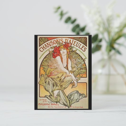 ALPHONSE MUCHA CHANSONS D`AJEULES POSTKARTE (Stehend Vorderseite)