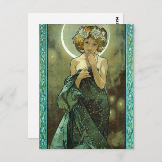 Alphonse Mucha Clair De Lune Postcard Postkarte (Vorne/Hinten)