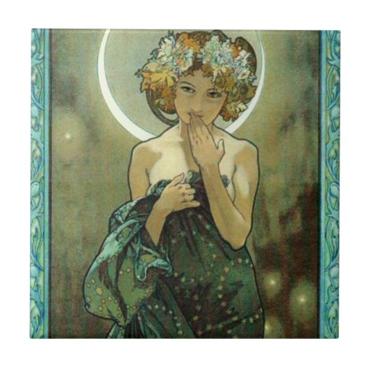 Alphonse Mucha Clair De Lune Tile Fliese (Vorderseite)
