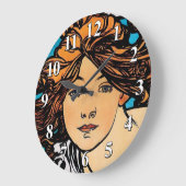 Alphonse Mucha - Cycles Perfecta Retro Art Nouveau Große Wanduhr (Winkel)