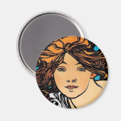 Alphonse Mucha - Cycles Perfecta Retro Art Nouveau Magnet (Vorderseite/Rückseite)