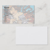 Alphonse Mucha - Cycles Perfecta Retro Art Nouveau Visitenkarte (Vorne/Hinten)