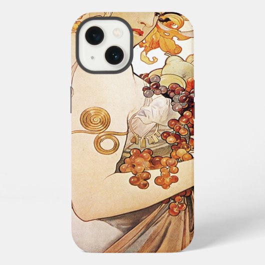 Alphonse Mucha Dame mit Früchten iPhone Hülle (Rückseite)