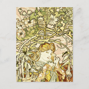 Alphonse Mucha - Dame mit Gänseblümchen 1898 Postkarte