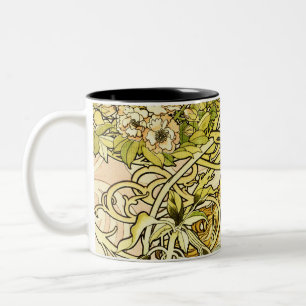 Alphonse Mucha - Dame With Daisy Zweifarbige Tasse