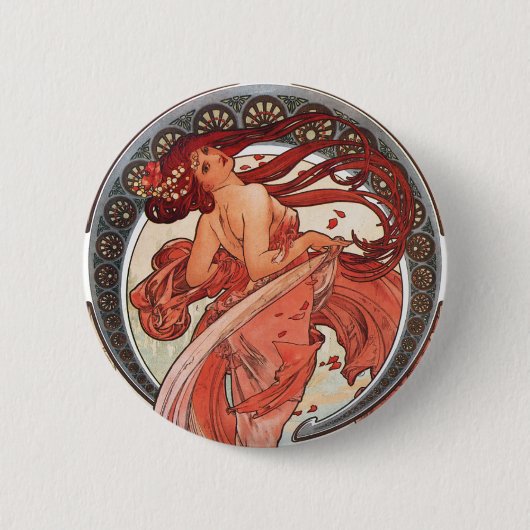 Alphonse Mucha Dance 1898 Jugendstil Vintag Button (Vorderseite)