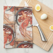 Alphonse Mucha Dance 1898 Jugendstil Vintag Geschirrtuch (Viertel Falte)