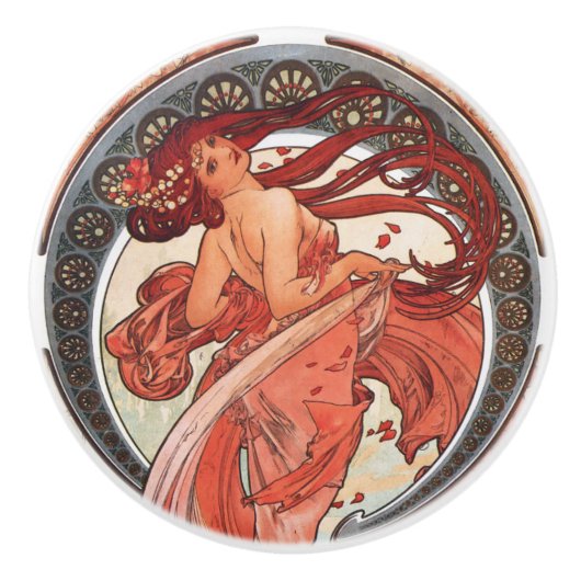 Alphonse Mucha Dance 1898 Jugendstil Vintag Keramikknauf (Vorderseite)