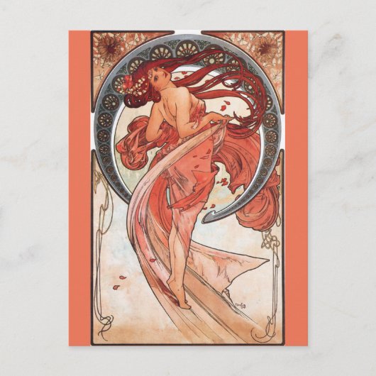 Alphonse Mucha Dance 1898 Jugendstil Vintag Postkarte (Vorderseite)