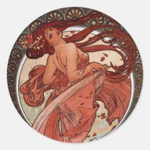Alphonse Mucha, "Dance"-Aufkleber Runder Aufkleber