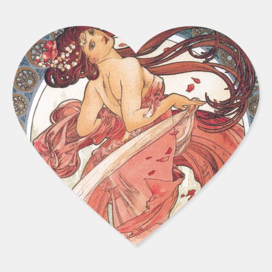 Alphonse Mucha , “ Dance ” Herz-Aufkleber (Vorderseite)