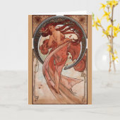 Alphonse Mucha, "Dance" Jugendstil-Grußkarte Karte (Gelbe Blume)