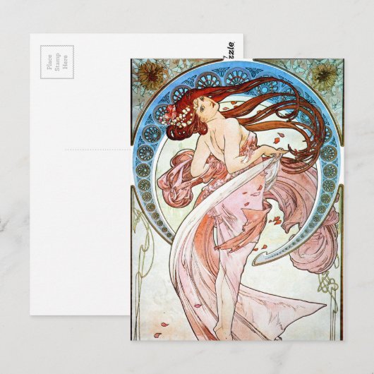 Alphonse Mucha Dance Postkarte (Vorne/Hinten)