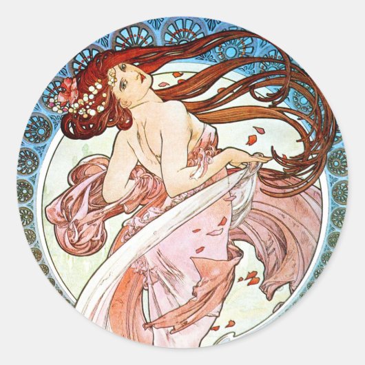Alphonse Mucha Dance Runder Aufkleber (Vorderseite)