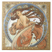 Alphonse Mucha "Dancing" Jugendstil Vintag Fliese (Vorderseite)