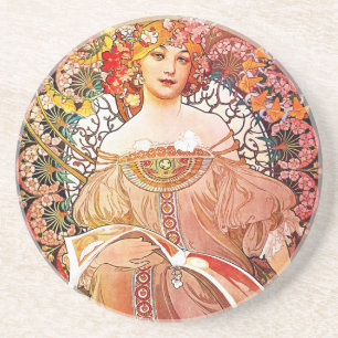 Alphonse Mucha Daydream Floral Vintage Art Nouveau Getränkeuntersetzer
