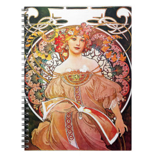 Alphonse Mucha Daydream Floral Vintage Art Nouveau Notizblock
