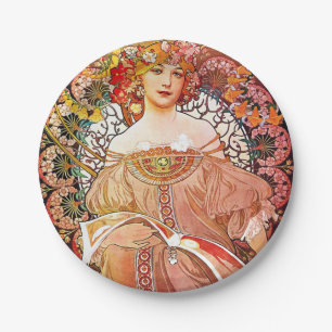 Alphonse Mucha Daydream Floral Vintage Art Nouveau Pappteller