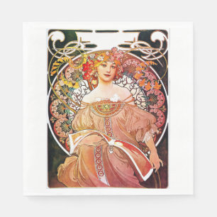 Alphonse Mucha Daydream Floral Vintage Art Nouveau Serviette