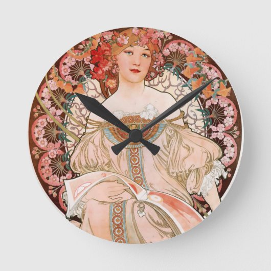 Alphonse Mucha: Daydream (Rêverie) Runde Wanduhr (Vorderseite)