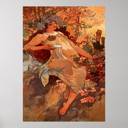 Alphonse Mucha - Der Herbst - die Jahreszeiten Poster (Vorne)